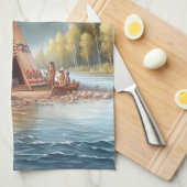 Traditionelle indische Teepee Nature Scene Digi Geschirrtuch (Viertel Falte)