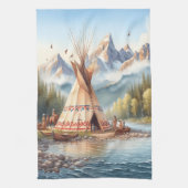 Traditionelle indische Teepee Nature Scene Digi Geschirrtuch (Vertikal)