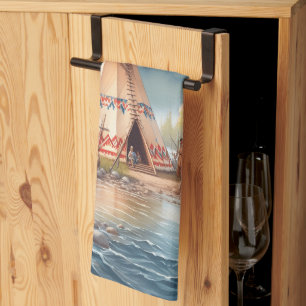 Traditionelle indische Teepee Nature Scene Digi Geschirrtuch