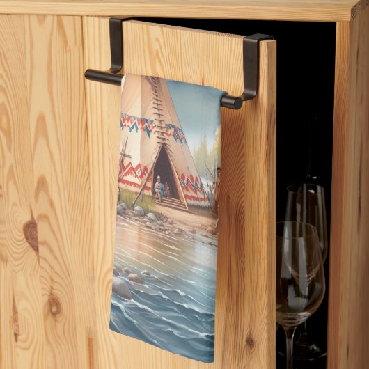 Traditionelle indische Teepee Nature Scene Digi Geschirrtuch (Drittel gefaltet)