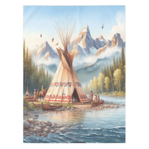 Traditionelle indische Teepee Nature Scene Digi Tischdecke