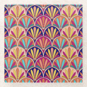 Traditionelle indische TextilIllustration Glasuntersetzer