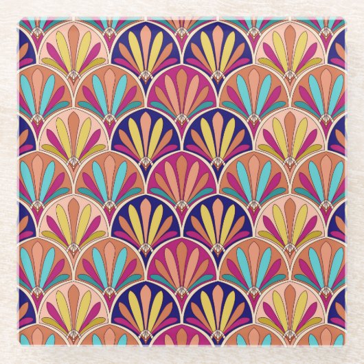 Traditionelle indische TextilIllustration Glasuntersetzer (Vorderseite)