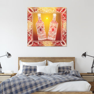 Traditionelle indische Volks kunst Sonne und Ornam Leinwanddruck