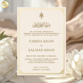 Traditionelle islamische Hochzeit mit cremefarbene Folieneinladung