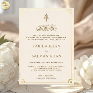 Traditionelle islamische Hochzeit mit cremefarbene Folieneinladung