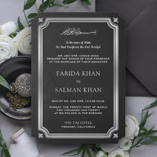 Traditionelle islamische Hochzeit mit silberner Ta Einladung