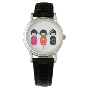 Traditionelle Japaner Kokeshi Geisha-Puppen Armbanduhr