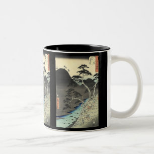 traditionelle japanische Berglandschaft Ukiyo-e Zweifarbige Tasse