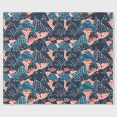 Traditionelle japanische Bergmalerei Kimono Kunst Geschenkpapier (Flach)