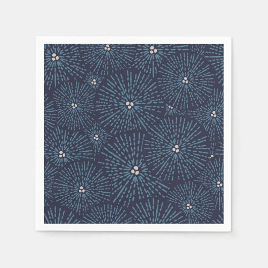 Traditionelle japanische Blumengeometrie blau Serviette (Vorderseite)