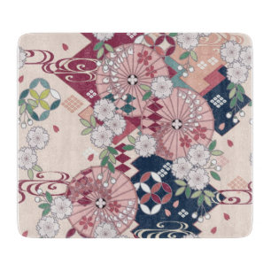Traditionelle japanische Blüten-Sakura-Rosa-Glas Schneidebrett