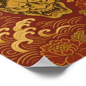 "Traditionelle japanische Dämonenkunst mit Blumenw Poster (Ecke)