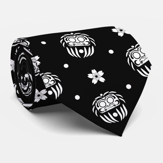 Traditionelle japanische Daruma-Puppe schwarz-weiß Krawatte (Gerollt)