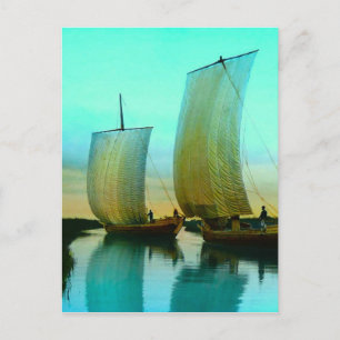 Traditionelle japanische Dschunken Fischerboote Vi Postkarte