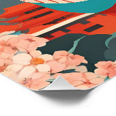 Traditionelle japanische Kimono Frau Vintage Kunst Poster (Ecke)