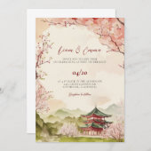 Traditionelle japanische Landschaft Hochzeitseinla Einladung (Vorne/Hinten)