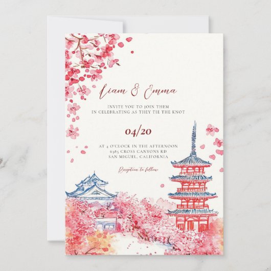 Traditionelle japanische Landschaft Hochzeitseinla Einladung (Vorderseite)