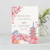 Traditionelle japanische Landschaft Hochzeitseinla Einladung (Stehend Vorderseite)
