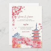 Traditionelle japanische Landschaft Hochzeitseinla Einladung (Vorne/Hinten)