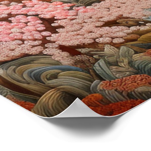 Traditionelle japanische Tapisserie Art Elegantes Poster (Ecke)