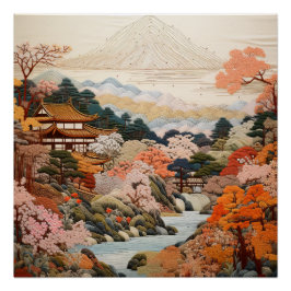 Traditionelle japanische Tapisserie Art Elegantes Poster