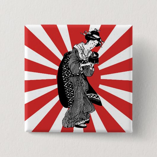 Traditionelle japanische ukiyoe Frau Button (Vorderseite)
