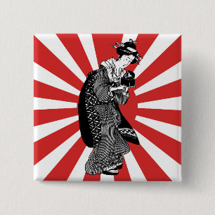 Traditionelle japanische ukiyoe Frau Button
