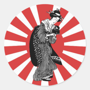 Traditionelle japanische Ukiyoin Runder Aufkleber