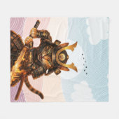 Traditionelle japanische Welle Samurai-Katze Zen-D Fleecedecke (Vorderseite (Horizontal))