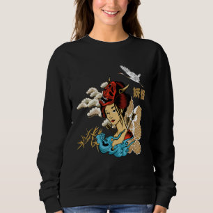 Traditionelle japanische Yokai-Frauen-Kunst Sweatshirt