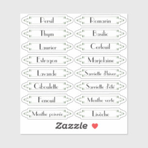 Traditionelle Jardin Français herbes etiquettes Aufkleber