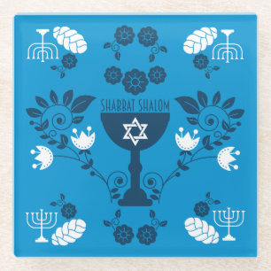 Traditionelle jüdische Geschenke für Shabbat Glasuntersetzer