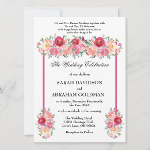Traditionelle jüdische Hochzeitseinladungen - rosa Einladung