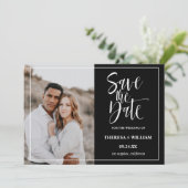 Traditionelle kalligraphische Foto Hochzeit Save The Date (Stehend Vorderseite)