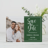 Traditionelle kalligraphische Foto Hochzeit Save The Date (Stehend Vorderseite)