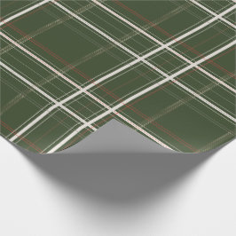 Traditionelle Karierte gemütliche Hütte Gold Grün Geschenkpapier