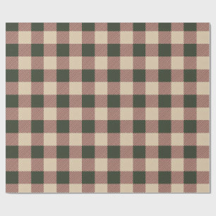 Traditionelle karierte grüne rote und beige Verpac Geschenkpapier