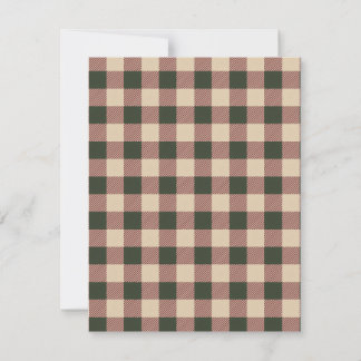 Traditionelle karierte grüne rote und beige Verpac Mitteilungskarte