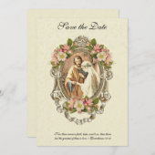 Traditionelle katholische Elegante Vintage Blüten Save The Date (Vorne/Hinten)