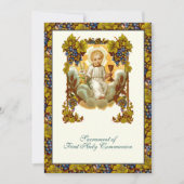 Traditionelle katholische Erste Heilige Kommunion Einladung (Vorderseite)