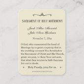 Traditionelle katholische Gastgeschenk Hochzeit He Visitenkarte (Rückseite)