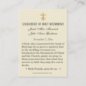 Traditionelle katholische Gastgeschenk Hochzeit He Visitenkarte (Rückseite)