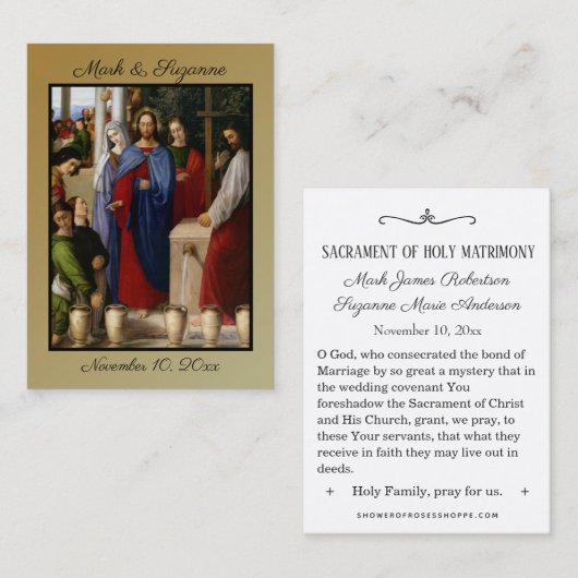 Traditionelle katholische Gastgeschenk Hochzeit He Visitenkarte (Vorne/Hinten)