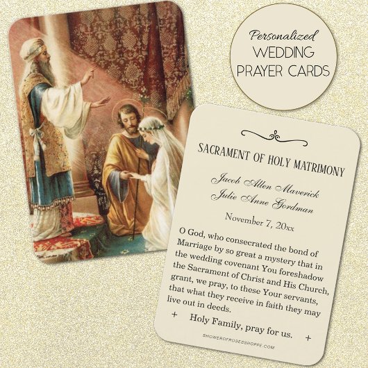 Traditionelle katholische Gastgeschenk Hochzeit He Visitenkarte