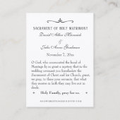 Traditionelle katholische Gastgeschenk Hochzeit He Visitenkarte (Rückseite)