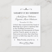 Traditionelle katholische Gastgeschenk Hochzeit He Visitenkarte (Rückseite)