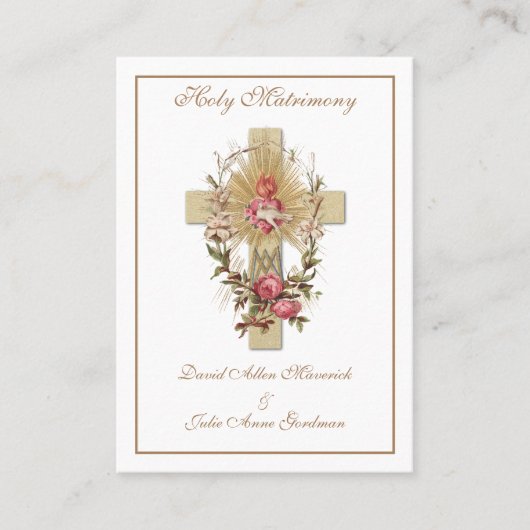 Traditionelle katholische Gastgeschenk Hochzeit He Visitenkarte (Vorderseite)