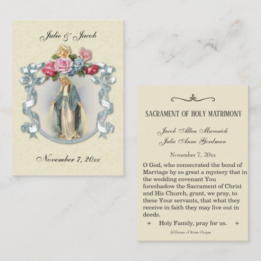 Traditionelle katholische Gastgeschenk Hochzeit He Visitenkarte (Vorne/Hinten)