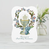 Traditionelle katholische Heilige Kommunion Einladung (Stehend Vorderseite)